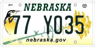 NE license plate 77YO35