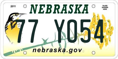 NE license plate 77YO54