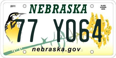 NE license plate 77YO64