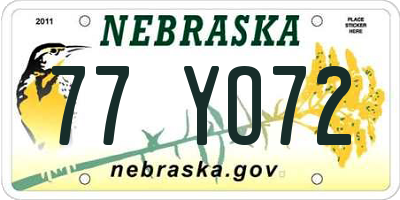NE license plate 77YO72