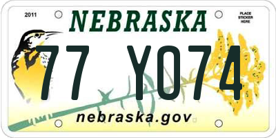 NE license plate 77YO74