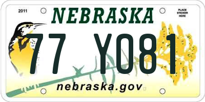 NE license plate 77YO81