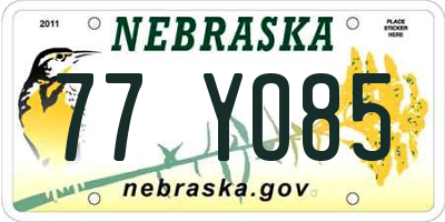 NE license plate 77YO85