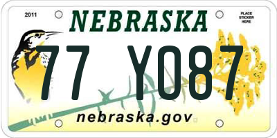 NE license plate 77YO87