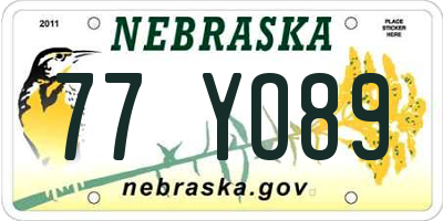 NE license plate 77YO89