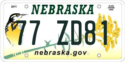 NE license plate 77ZD81
