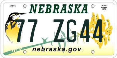 NE license plate 77ZG44