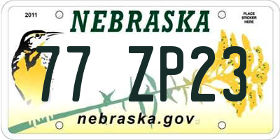 NE license plate 77ZP23