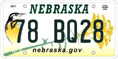 NE license plate 78BQ28