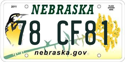 NE license plate 78CF81