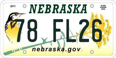 NE license plate 78FL26