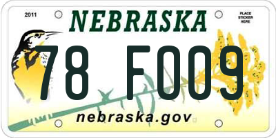 NE license plate 78FO09