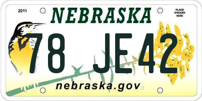 NE license plate 78JE42