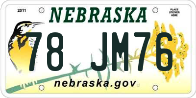 NE license plate 78JM76