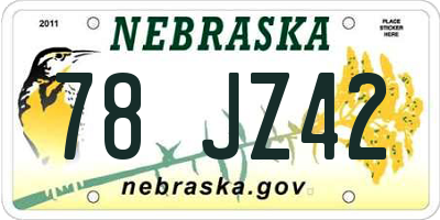 NE license plate 78JZ42