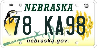 NE license plate 78KA98