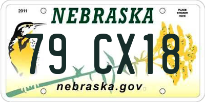 NE license plate 79CX18