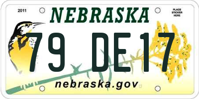 NE license plate 79DE17