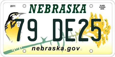 NE license plate 79DE25
