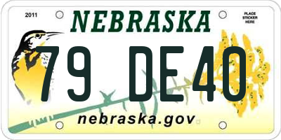 NE license plate 79DE40