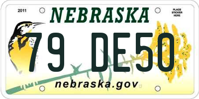 NE license plate 79DE50