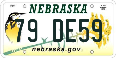 NE license plate 79DE59