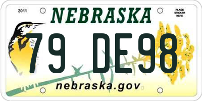 NE license plate 79DE98