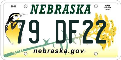 NE license plate 79DF22