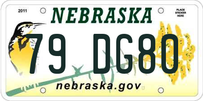 NE license plate 79DG80