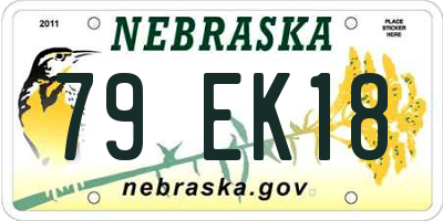 NE license plate 79EK18