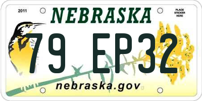 NE license plate 79EP32