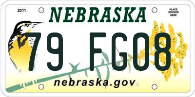 NE license plate 79FG08