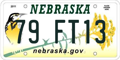 NE license plate 79FT13