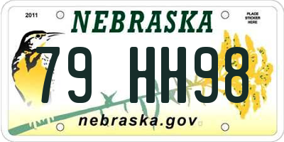 NE license plate 79HH98