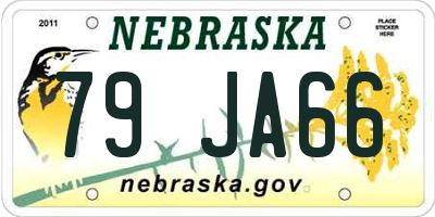 NE license plate 79JA66