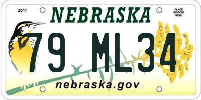 NE license plate 79ML34