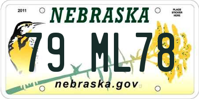 NE license plate 79ML78