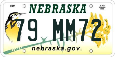 NE license plate 79MM72