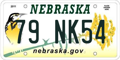 NE license plate 79NK54