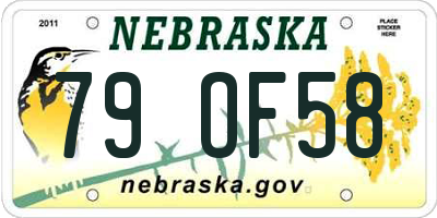 NE license plate 79OF58