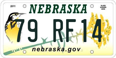 NE license plate 79RF14