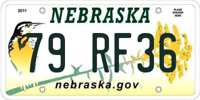 NE license plate 79RF36