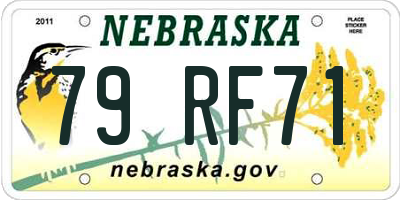 NE license plate 79RF71