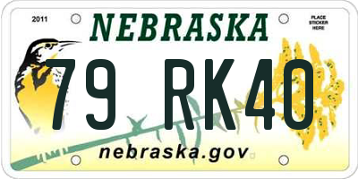 NE license plate 79RK40