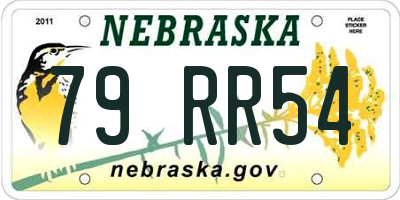 NE license plate 79RR54
