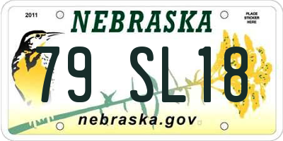 NE license plate 79SL18