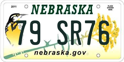 NE license plate 79SR76