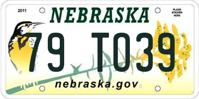 NE license plate 79TO39