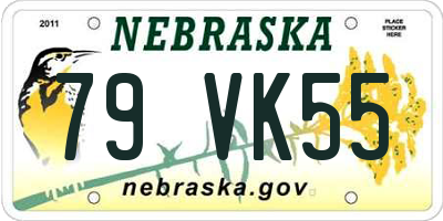 NE license plate 79VK55