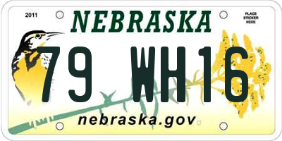 NE license plate 79WH16